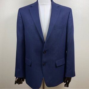 Ralph Lauren Men’s 42R Blue Houndstooth Textured Two-Button Sport Coat